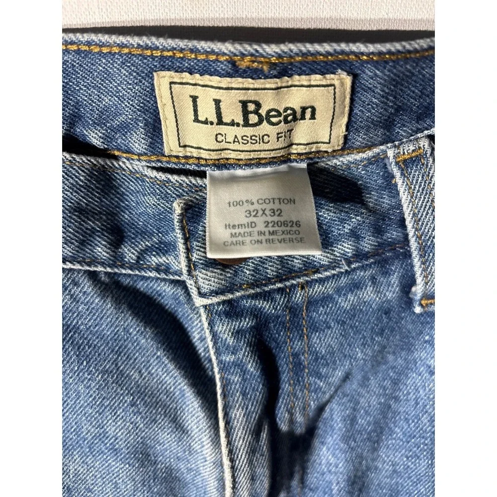 LL Bean Jeans 32x32 Classic Fit Denim Pants Blue Cotton Everyday Casual Straight